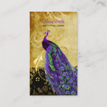 Pixdezines Vintage Purple Peacock Lace/diy Fonts Business Card by Create_Business_Card at Zazzle