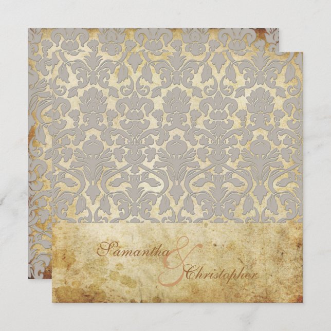 PixDezines Vintage+Romantic Flora Damask Invitation (Front/Back)