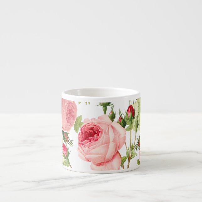 PixDezines Vintage Rosa Centifolia/Redoute Espresso Cup (Front)