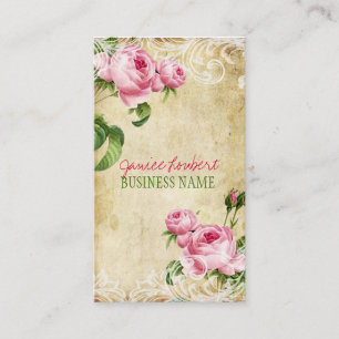 PixDezines vintage roses/faux parchment Business Card