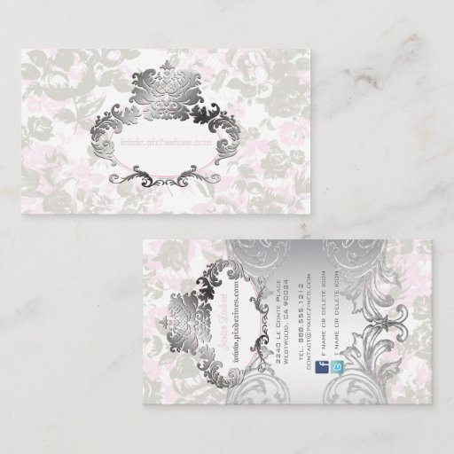 Customizable PixDezines Vintage Roses Pale Pink+Grey Business Card Templates