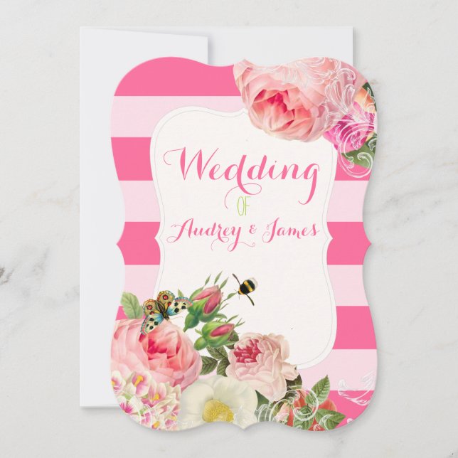 PixDezines vintage roses/peonies/primrose Invitation (Front)