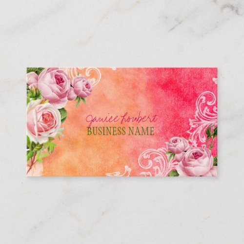 PixDezines vintage roses/watercolor Business Cards