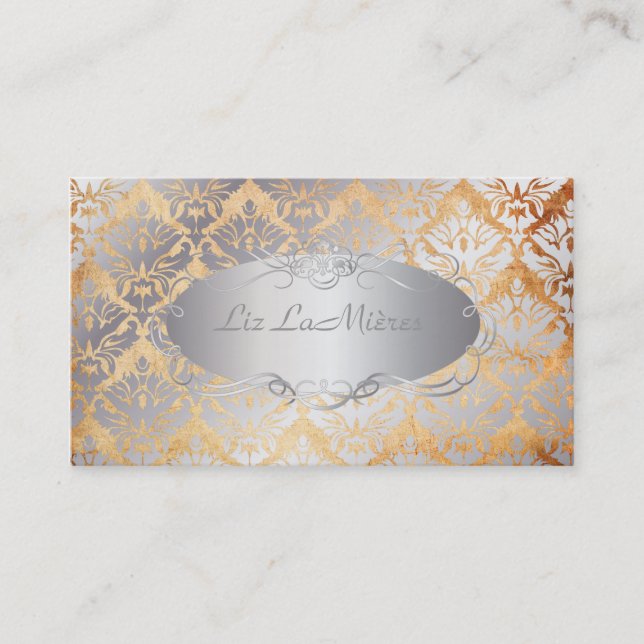 PixDezines vintage sabine damask Business Card (Front)