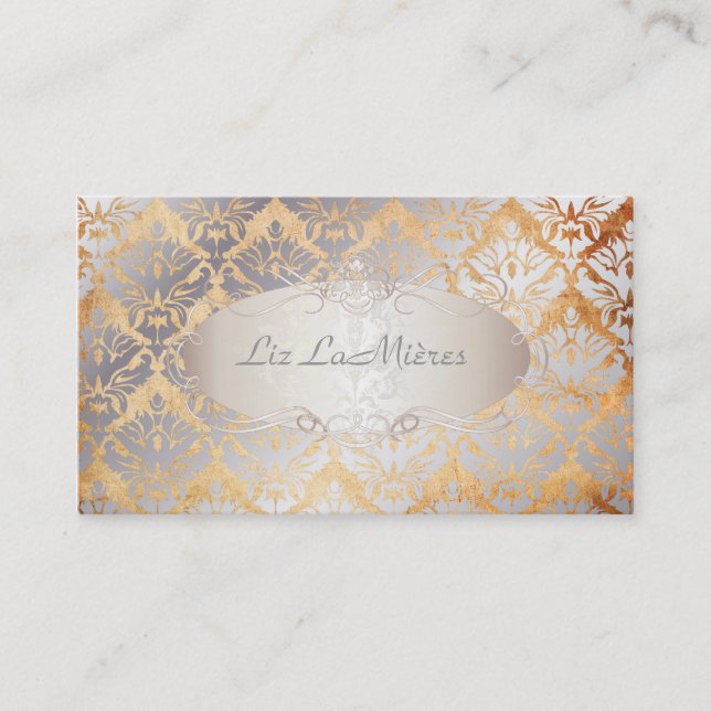 PixDezines vintage sabine damask Business Card (Front)