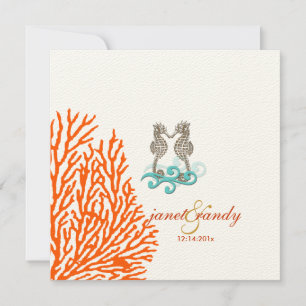 PixDezines Vintage Seahorse+coral Invitation
