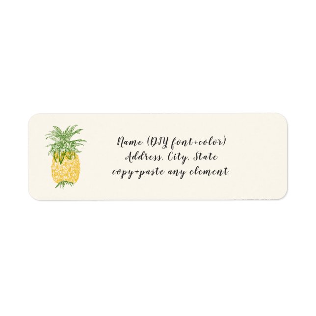 PixDezines Vintage Sketched Pineapple Label (Front)