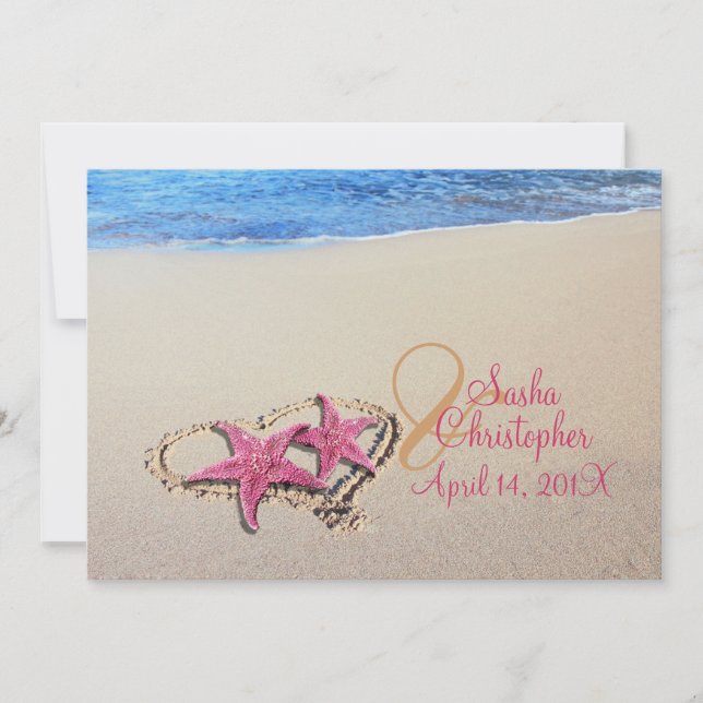 PixDezines vintage Starfish/Beach Wedding Invitation (Front)