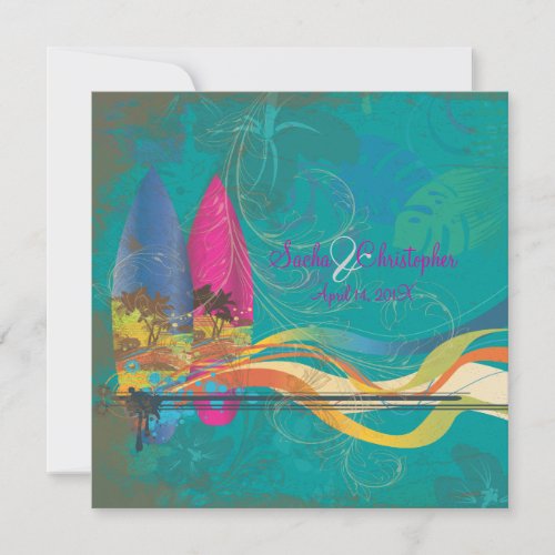 PixDezines vintage surfers destinationdiy colors Invitation