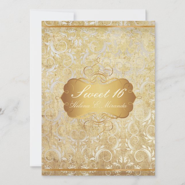 PixDezines vintage sweet 16/princess/damask Invitation (Front)