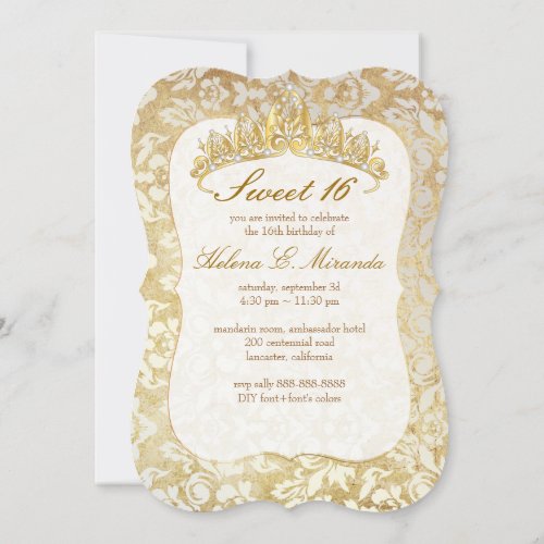 PixDezines vintage Sweet 16 princesspearl damask Invitation