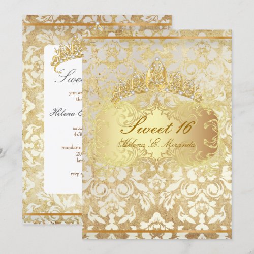 Vintage Sweet 16/ princess/pearl damask Custom Invitations