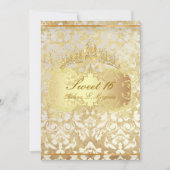 PixDezines vintage Sweet 16/ princess/pearl damask Invitation (Front)