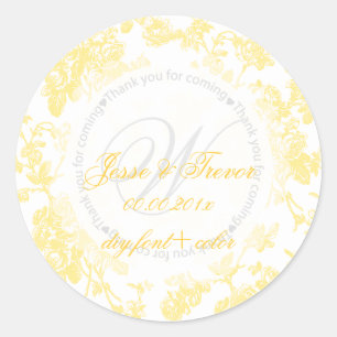 PixDezines vintage toile/yellow Classic Round Sticker