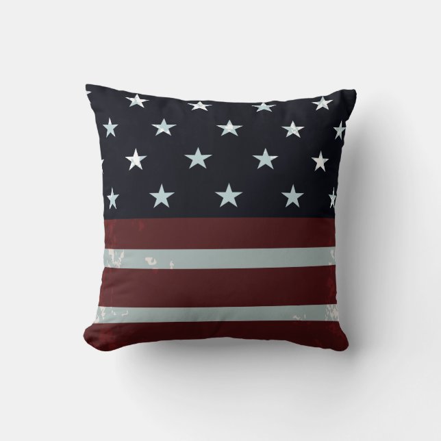 PixDezines vintage us flag Throw Pillow (Front)