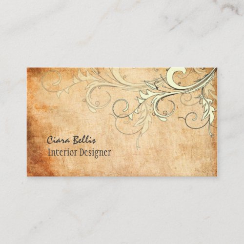 Vintage Vanilla Swirls / Day spa business cards