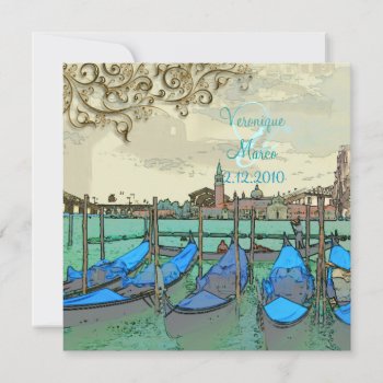 Pixdezines Vintage Venezia Rialto Bridge Invitation by custom_stationery at Zazzle