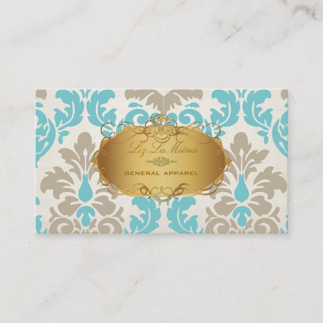 PixDezines vintage versailles damask Business Card (Front)