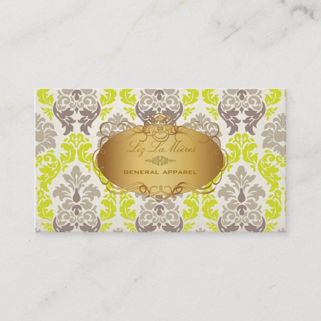PixDezines vintage versailles damask Business Card (Front)