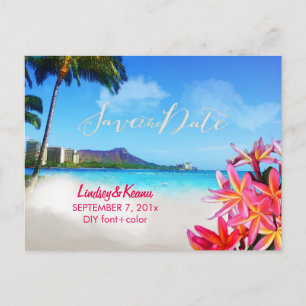 PixDezines vintage waikiki/diamond head/plumeria Postcard