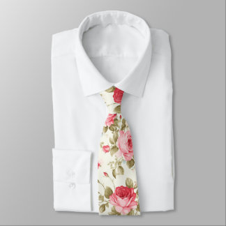 PixDezines Vintage Watercolor Roses Blush Pink Neck Tie