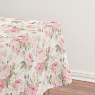 PixDezines Vintage Watercolor Roses Blush Pink Tablecloth