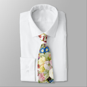 PixDezines Vintage Watercolor Still Life Redoute Neck Tie
