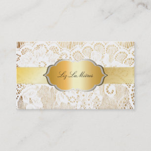 PixDezines VINTAGE WHITE LACE/PARCHMENT Business Card
