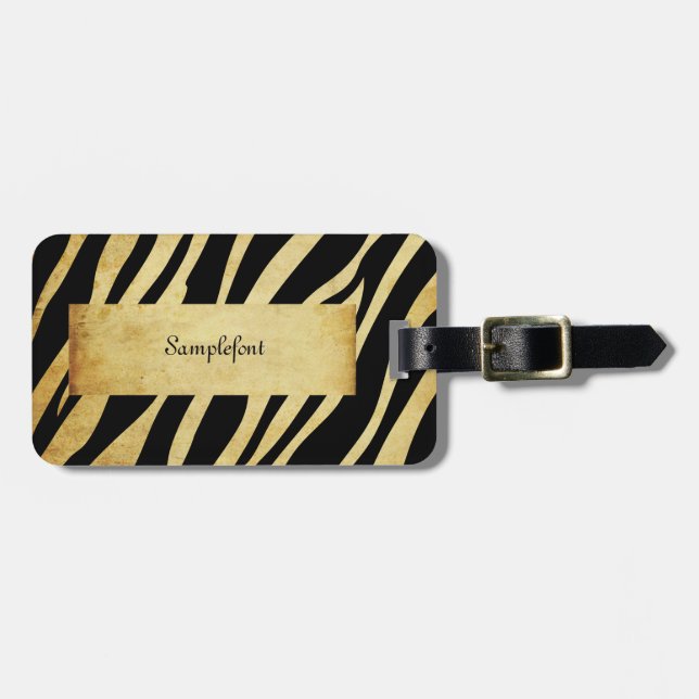 PixDezines vintage zebra Luggage Tag (Front Horizontal)