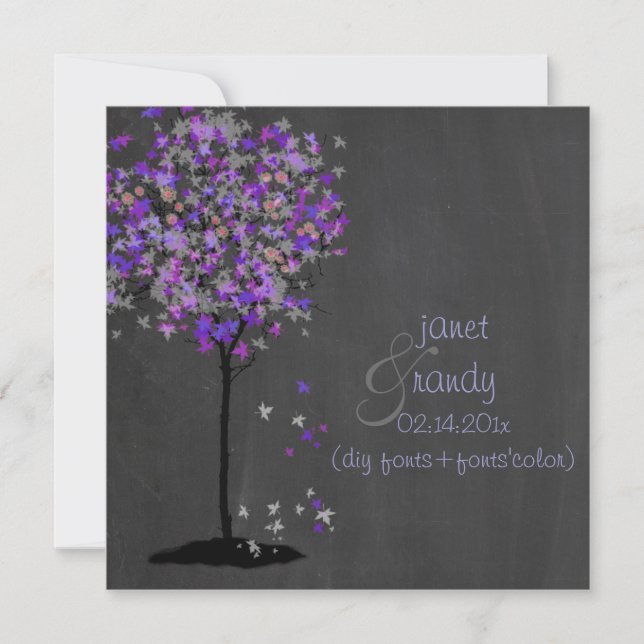 PixDezines violet/maple tree/chalkboard Invitation (Front)