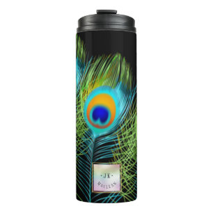 PixDezines Watercolor Affect Peacock Feather Thermal Tumbler