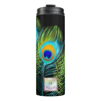 PixDezines Watercolor Affect Peacock Feather Thermal Tumbler