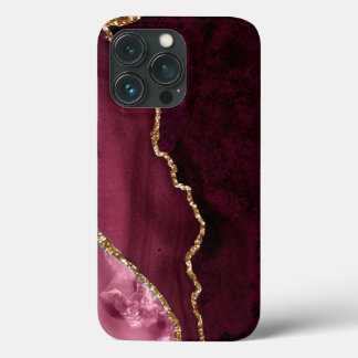 PixDezines WATERCOLOR AGATE, BURGUNDY PINK MAUVE iPhone 13 Pro Case
