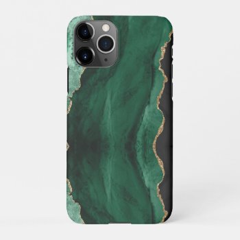 Pixdezines Watercolor Agate Dark Green Iphone 11pro Case by iphone_skins at Zazzle
