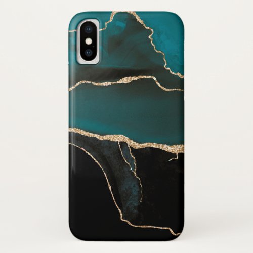 PixDezines WATERCOLOR AGATE HUNTER GREEN iPhone XS Case