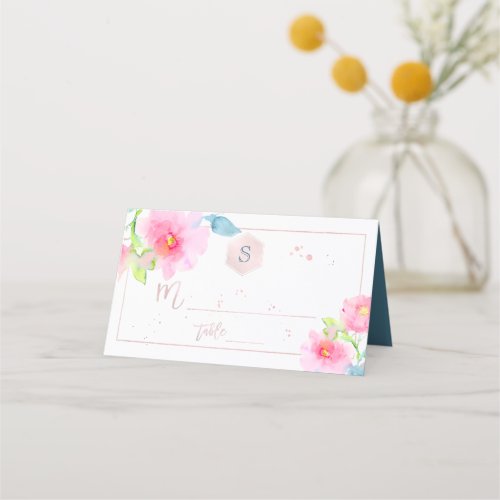 PixDezines Watercolor Bat Mitzvah Garden Roses Place Card