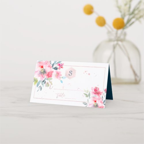 PixDezines Watercolor Bat Mitzvah Garden Roses Place Card