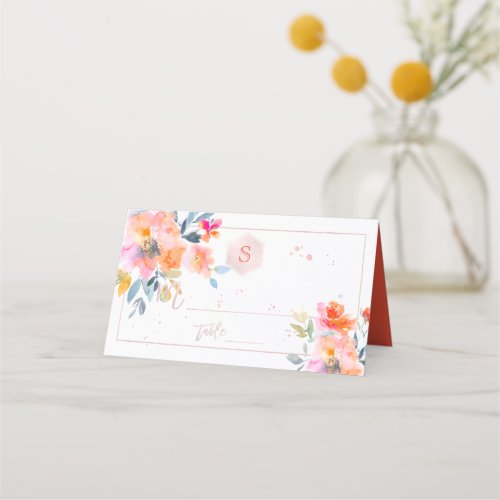 PixDezines Watercolor Bat Mitzvah Garden Roses Place Card