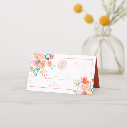 PixDezines Watercolor Bat Mitzvah Garden Roses Place Card