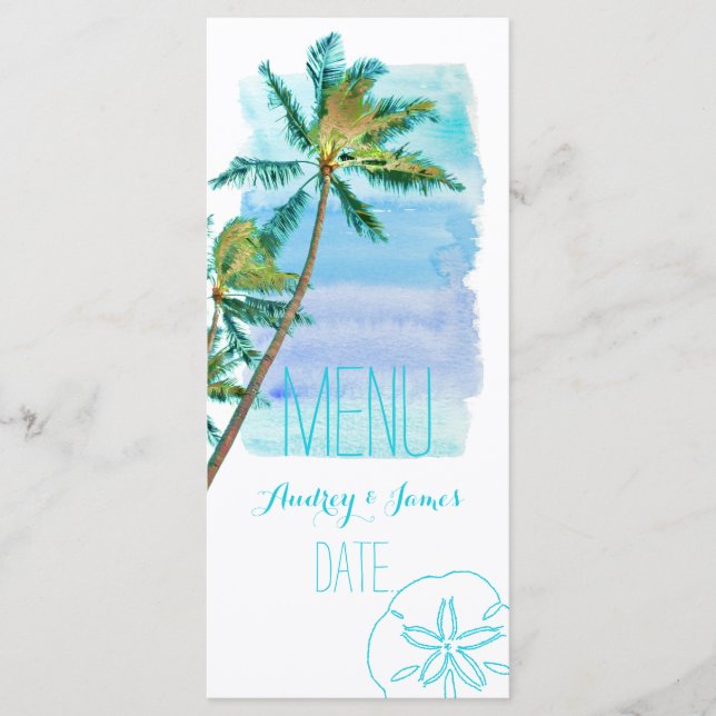 PixDezines Watercolor Beach/Palm Trees Menu (Front)