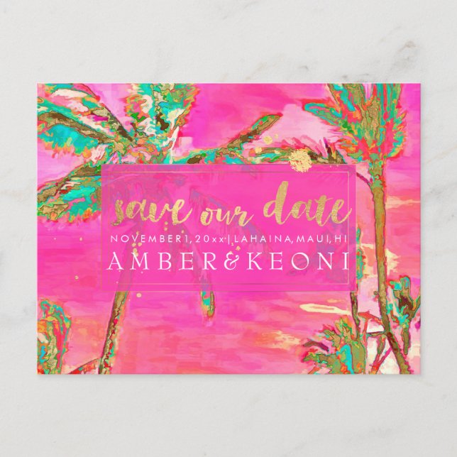 PixDezines Watercolor Beach Save Date Photo Announcement Postcard (Front)
