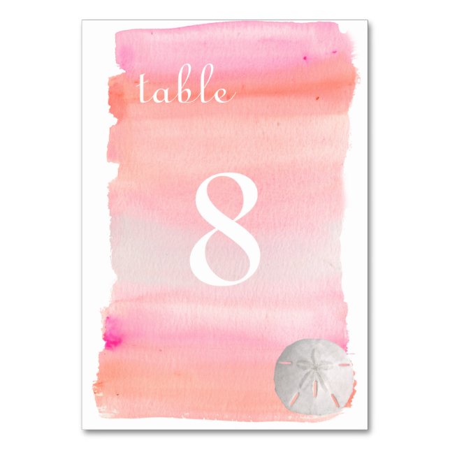 PixDezines Watercolor /Beach Table No. Number (Front)