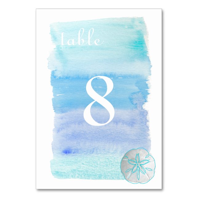 PixDezines Watercolor /Beach Table No. Table Number (Back)