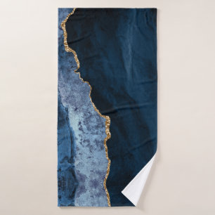 PixDezines Watercolor Blue Agate  Gold Veins  Bath Towel Set