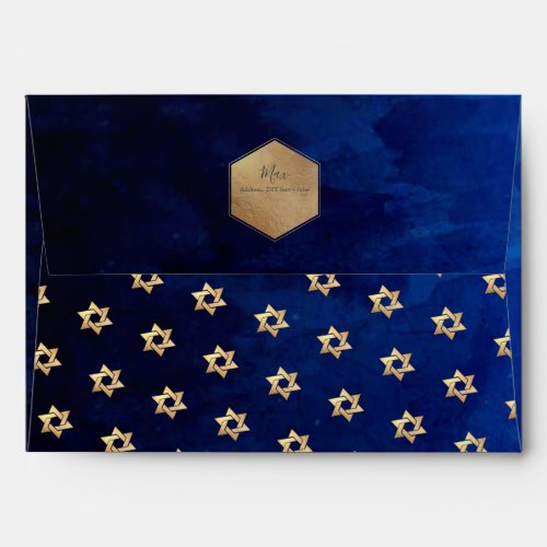 PixDezines Watercolor Blue Bar Mitzvah Envelope