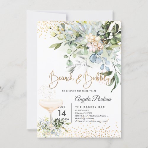 PixDezines Watercolor Blue Gum Brunch Bubbly Invitation