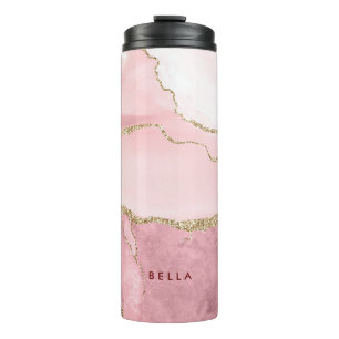 PixDezines WATERCOLOR BLUSH BURGUNDY AGATE Thermal Tumbler
