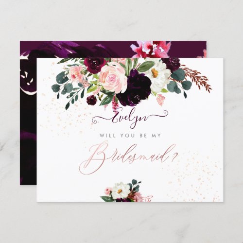 PixDezines Watercolor Blush Burgundy Bridesmaid Invitation