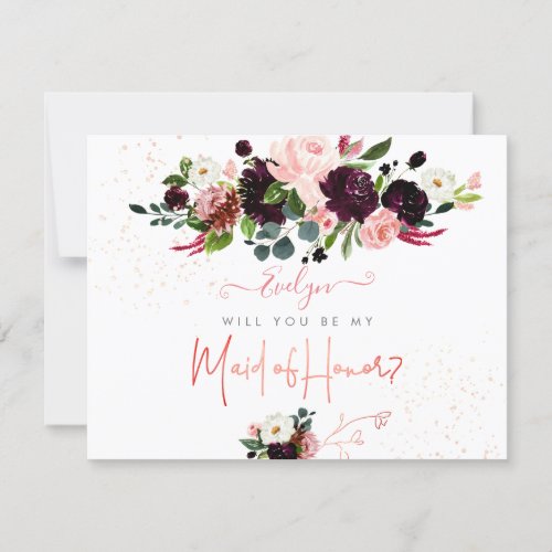 PixDezines Watercolor Blush Burgundy Bridesmaid Invitation