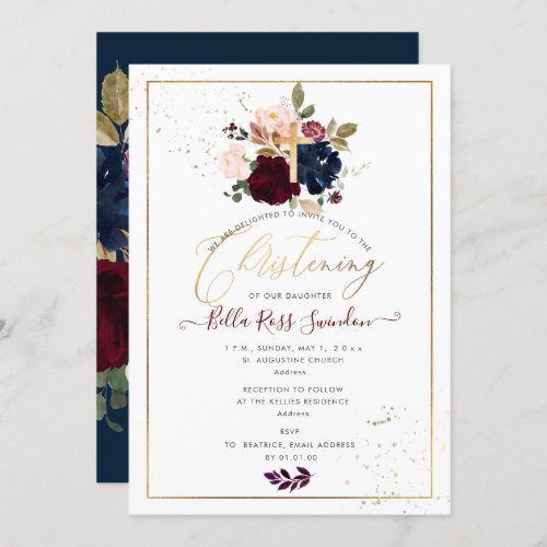 PixDezines Watercolor BlushBurgundy Flowers Invitation